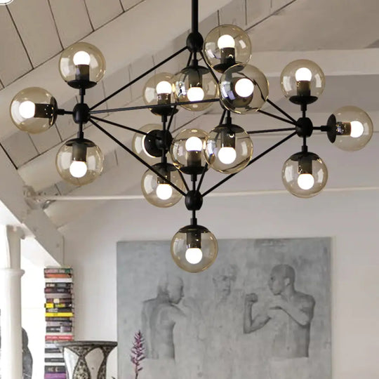 Black Glass Ball Chandelier - Loft Style Hanging Light Fixture For Bedroom 15 /