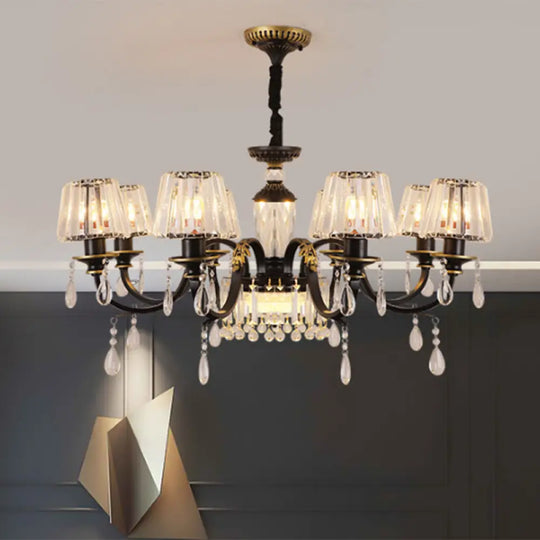 Black Glass Cone Ceiling Chandelier - Simplicity With Clear Crystal Pendant Light 8 /