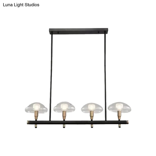 Black Glass Island Pendant Light With 4/6 Clear Mushroom Shades - Ideal For Restaurants