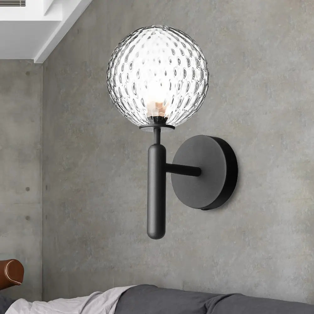 Black Globe Wall Lamp: Minimalist Glass Bulb Bathroom Light Fixture