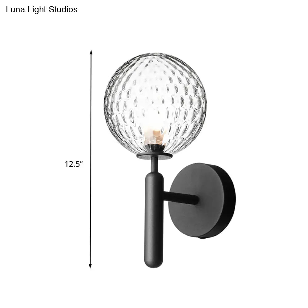 Black Globe Wall Lamp: Minimalist Glass Bulb Bathroom Light Fixture