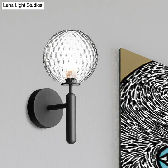 Black Globe Wall Lamp: Minimalist Glass Bulb Bathroom Light Fixture