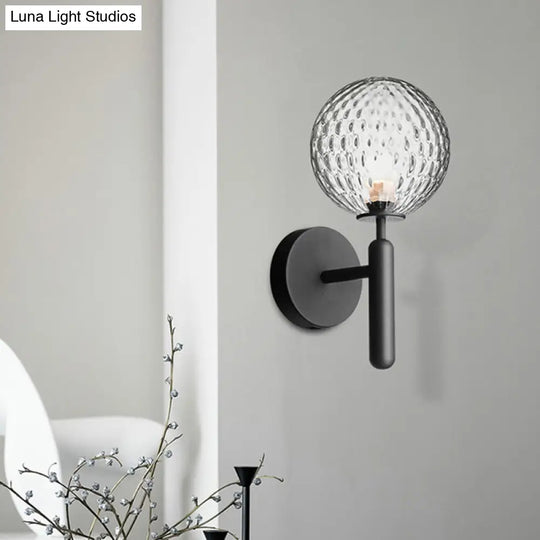 Black Globe Wall Lamp: Minimalist Glass Bulb Bathroom Light Fixture