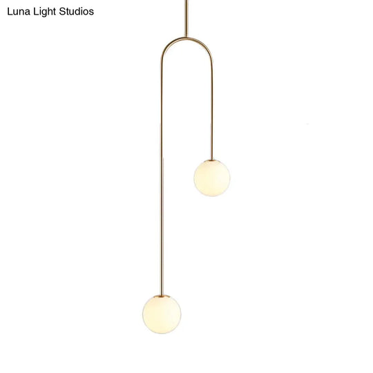 Black/Gold Ball Cluster Pendant Post-Modernist 2 Lights White Glass Led Ceiling Light Fixture With