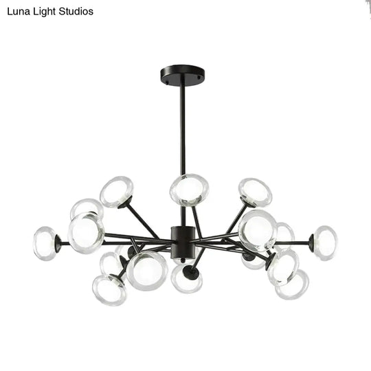 Black/Gold Bough Ceiling Chandelier - Postmodern Metal Hanging Light Kit With Milky Glass Shade