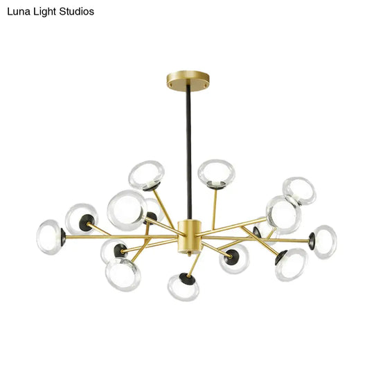 Black/Gold Bough Ceiling Chandelier - Postmodern Metal Hanging Light Kit With Milky Glass Shade