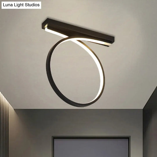 Black/Gold Flush Mount Ceiling Light Simplicity Metal Led Flushmount (Warm/White Light) For