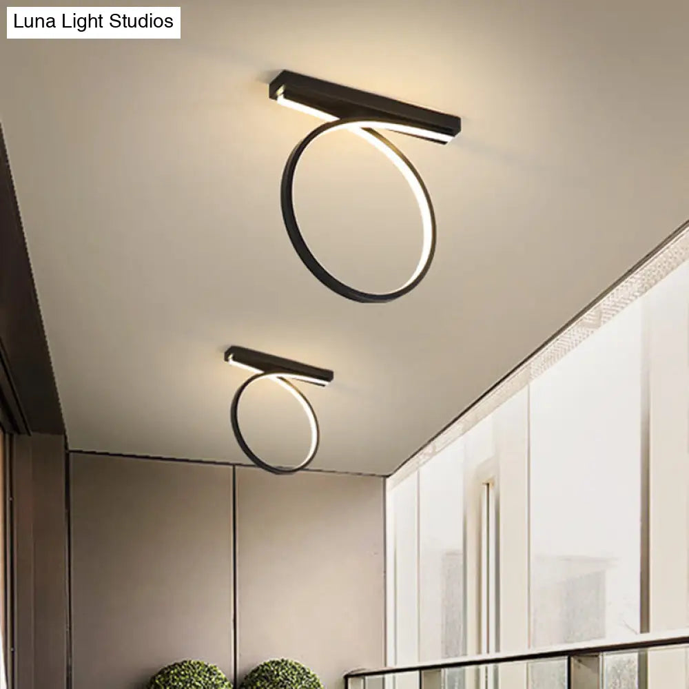 Black/Gold Flush Mount Ceiling Light Simplicity Metal Led Flushmount (Warm/White Light) For