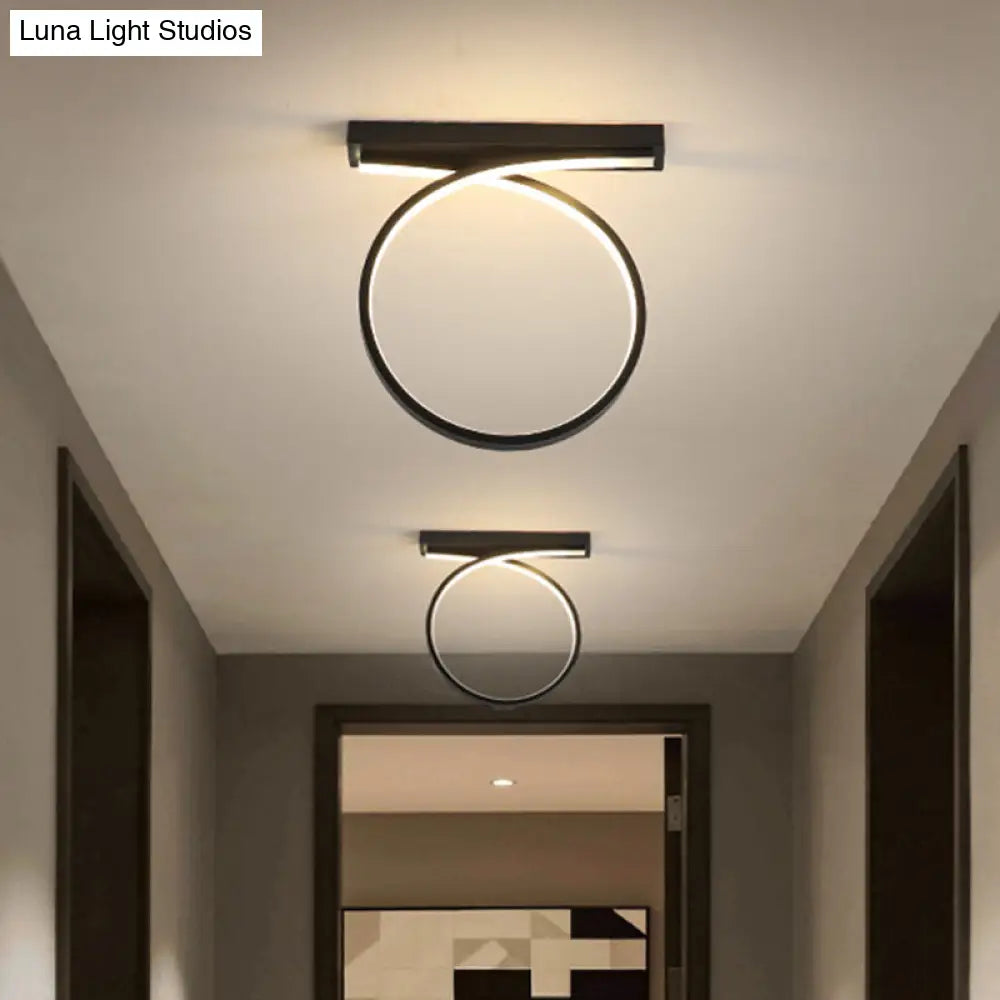 Black/Gold Flush Mount Ceiling Light Simplicity Metal Led Flushmount (Warm/White Light) For