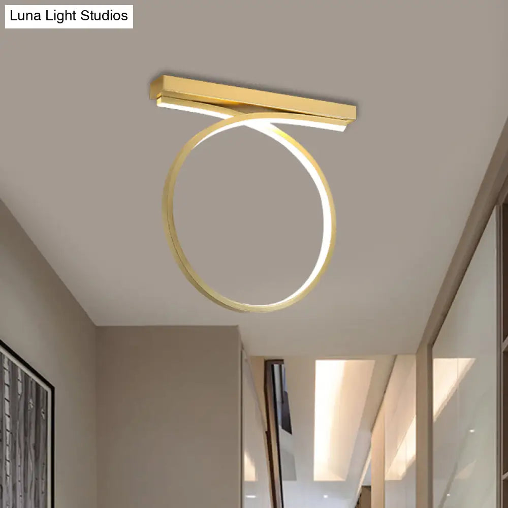 Black/Gold Flush Mount Ceiling Light Simplicity Metal Led Flushmount (Warm/White Light) For