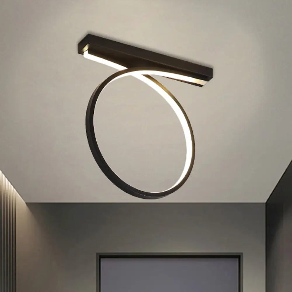 Black/Gold Flush Mount Ceiling Light Simplicity Metal Led Flushmount (Warm/White Light) For