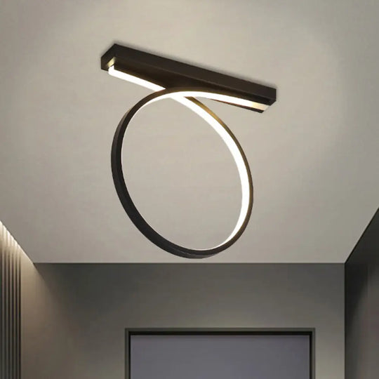 Black/Gold Flush Mount Ceiling Light Simplicity Metal Led Flushmount (Warm/White Light) For