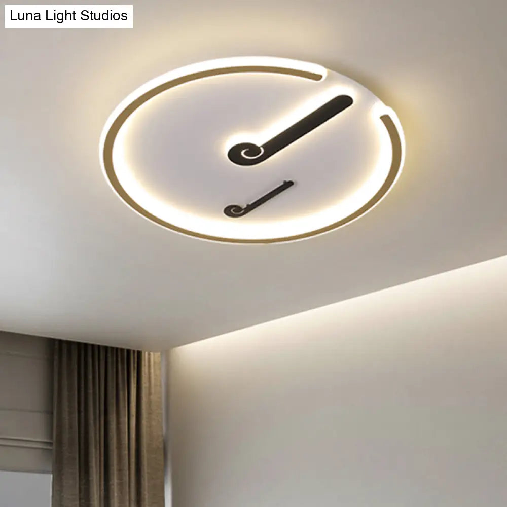 Black/Gold Led Acrylic Shade Ceiling Light For Bedroom - Flushmount Circle Fixture With Warm/White