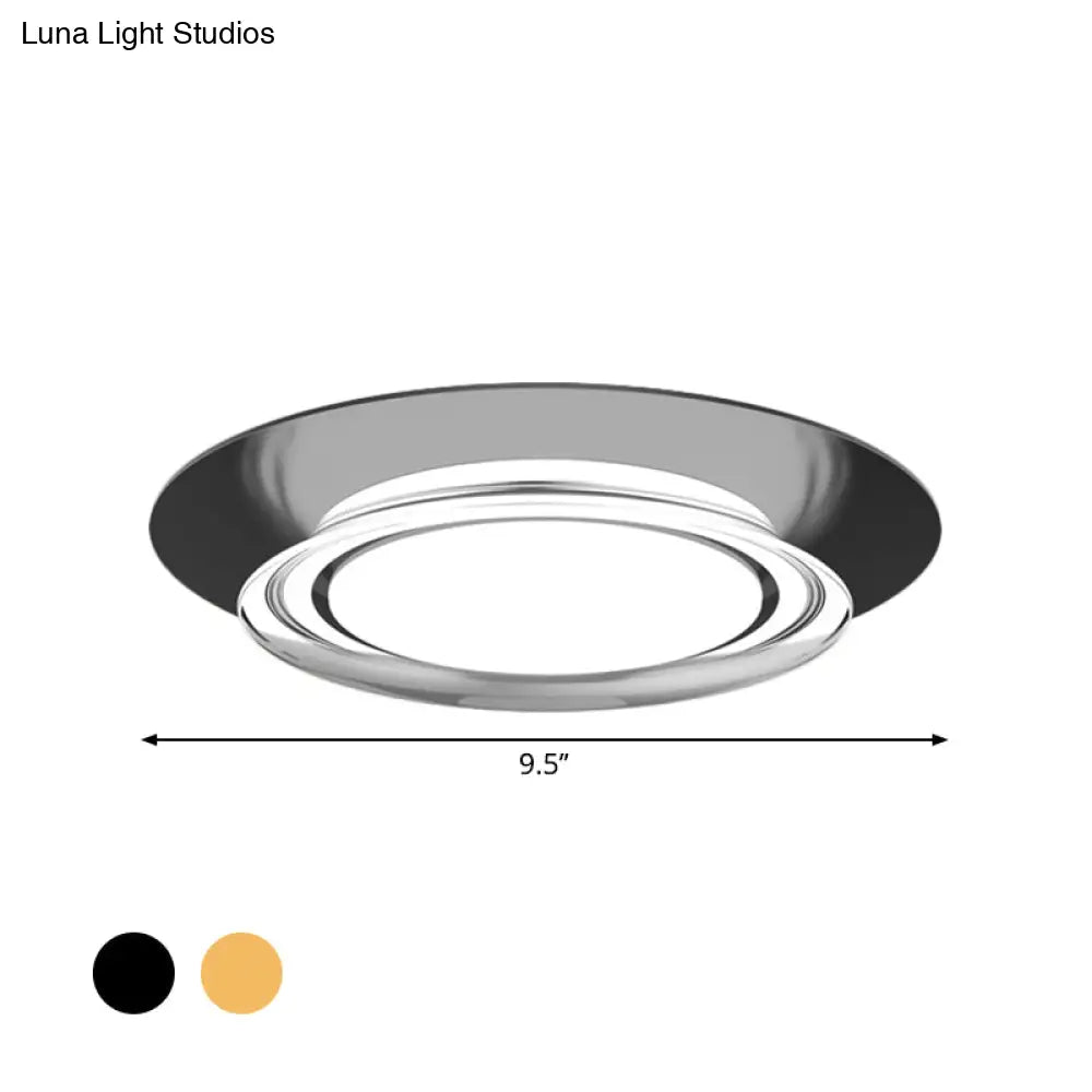 Black/Gold Led Metal Flush Mount Ceiling Light In Warm/White For Parlor