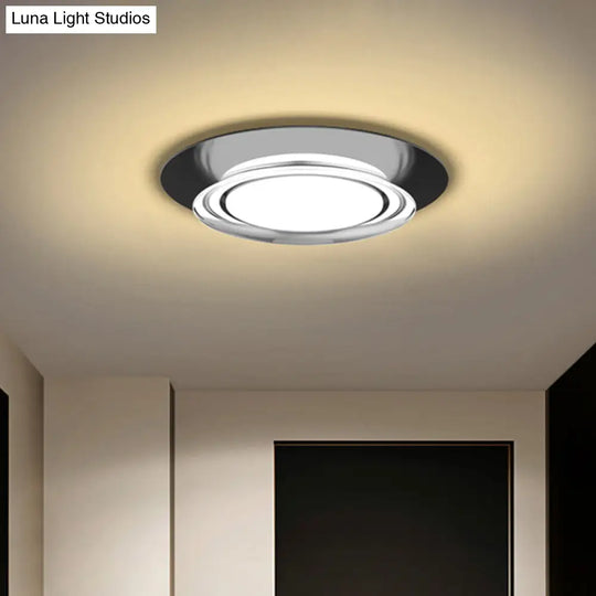 Black/Gold Led Metal Flush Mount Ceiling Light In Warm/White For Parlor