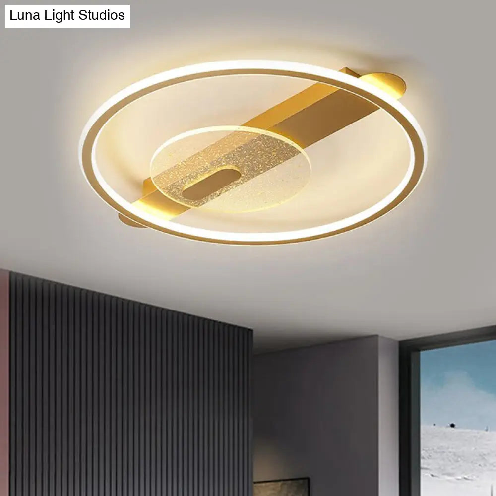 Black/Gold Led Semi-Flush Mount Acrylic Ceiling Lamp In Warm/White Light 16.5/20.5 Width