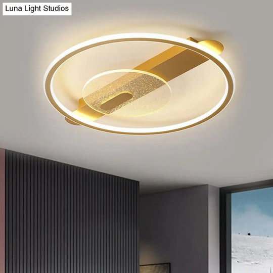 Black/Gold Led Semi-Flush Mount Acrylic Ceiling Lamp In Warm/White Light 16.5/20.5 Width