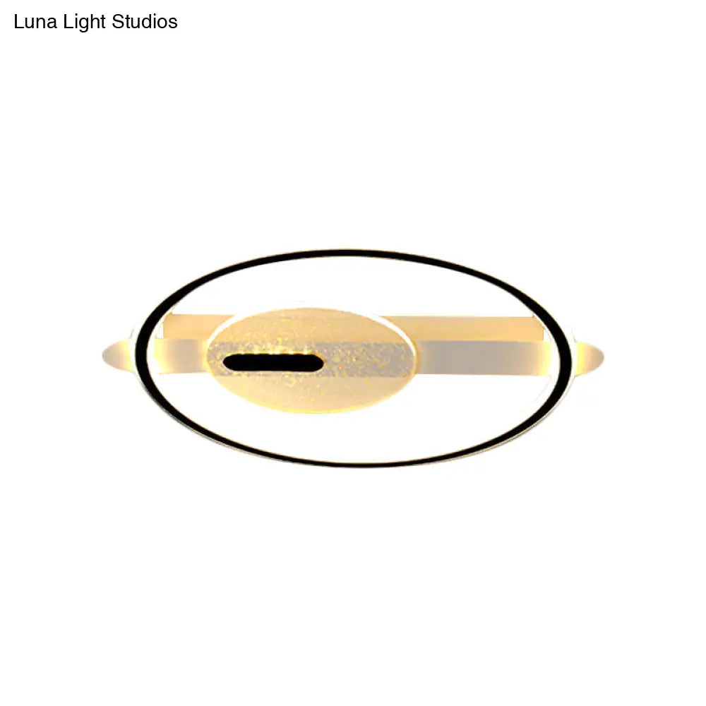 Black/Gold Led Semi-Flush Mount Acrylic Ceiling Lamp In Warm/White Light 16.5/20.5 Width