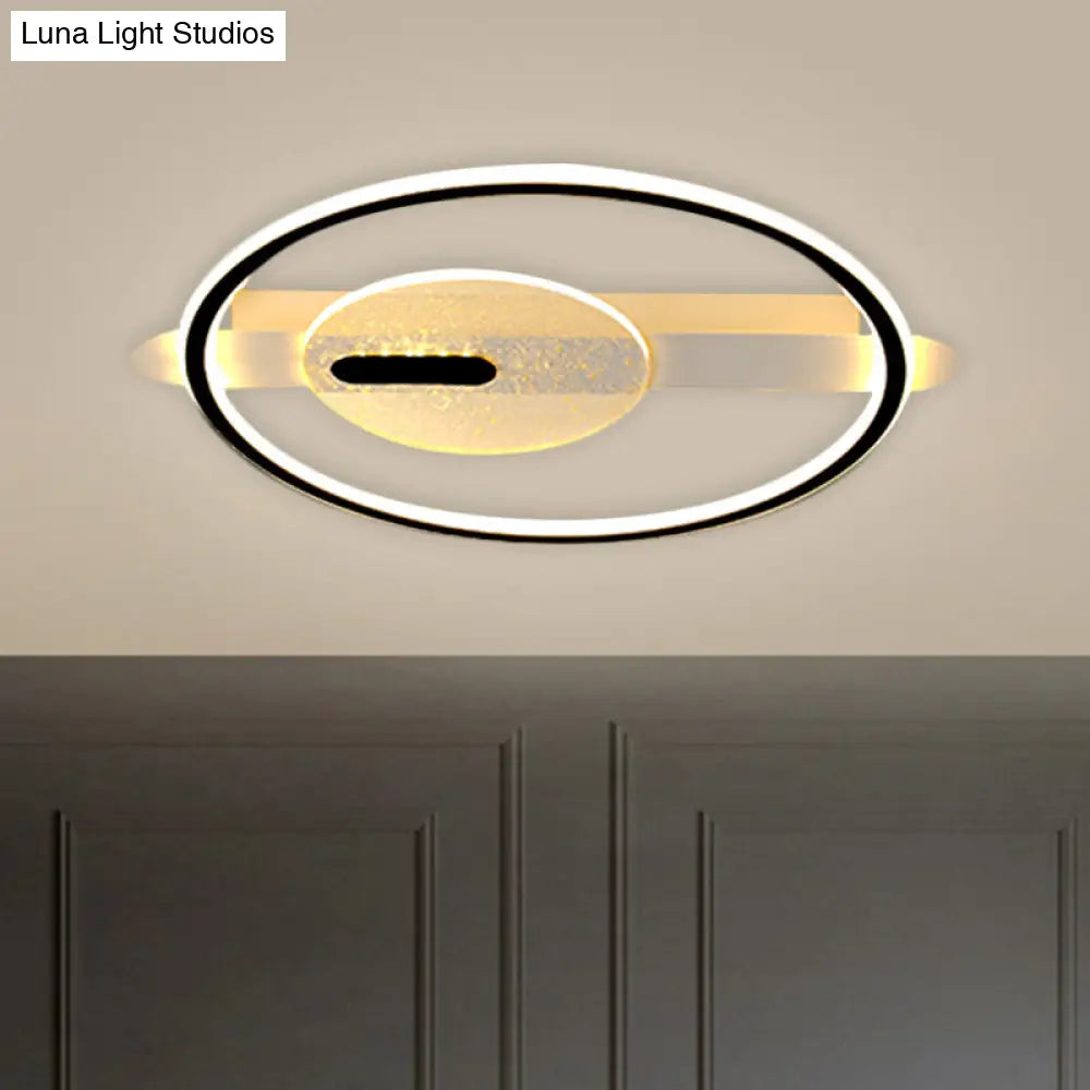 Black/Gold Led Semi-Flush Mount Acrylic Ceiling Lamp In Warm/White Light 16.5/20.5 Width