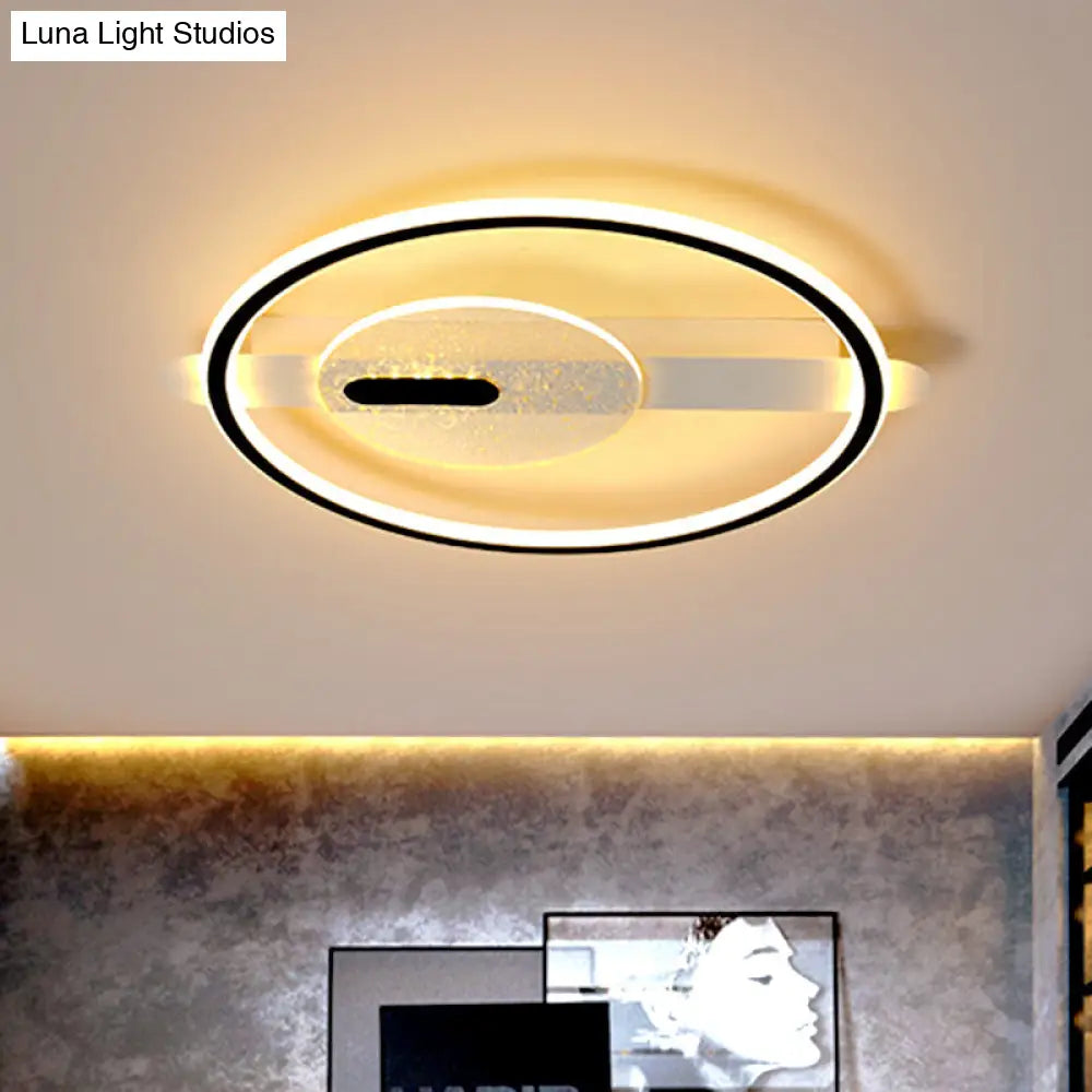 Black/Gold Led Semi-Flush Mount Acrylic Ceiling Lamp In Warm/White Light 16.5/20.5 Width Black /