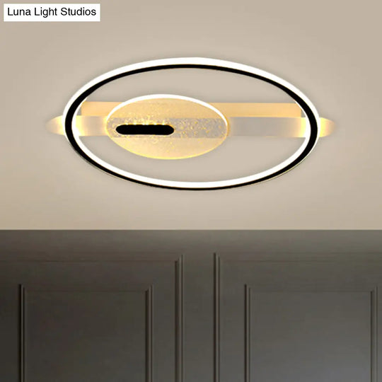 Black/Gold Led Semi - Flush Mount Acrylic Ceiling Lamp In Warm/White Light 16.5’/20.5’ Width