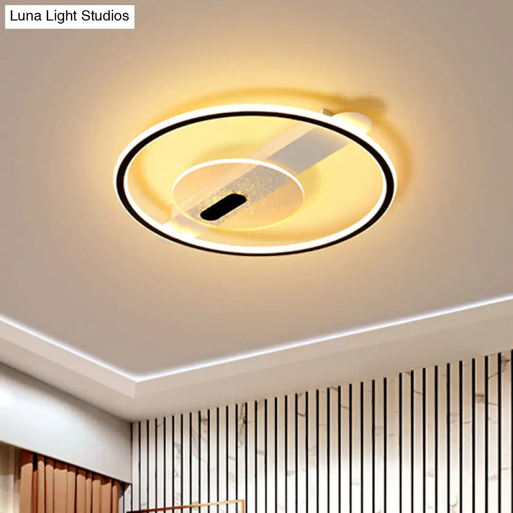 Black/Gold Led Semi - Flush Mount Acrylic Ceiling Lamp In Warm/White Light 16.5’/20.5’ Width