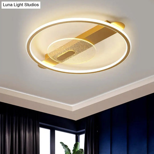 Black/Gold Led Semi-Flush Mount Acrylic Ceiling Lamp In Warm/White Light 16.5/20.5 Width Gold / 16.5