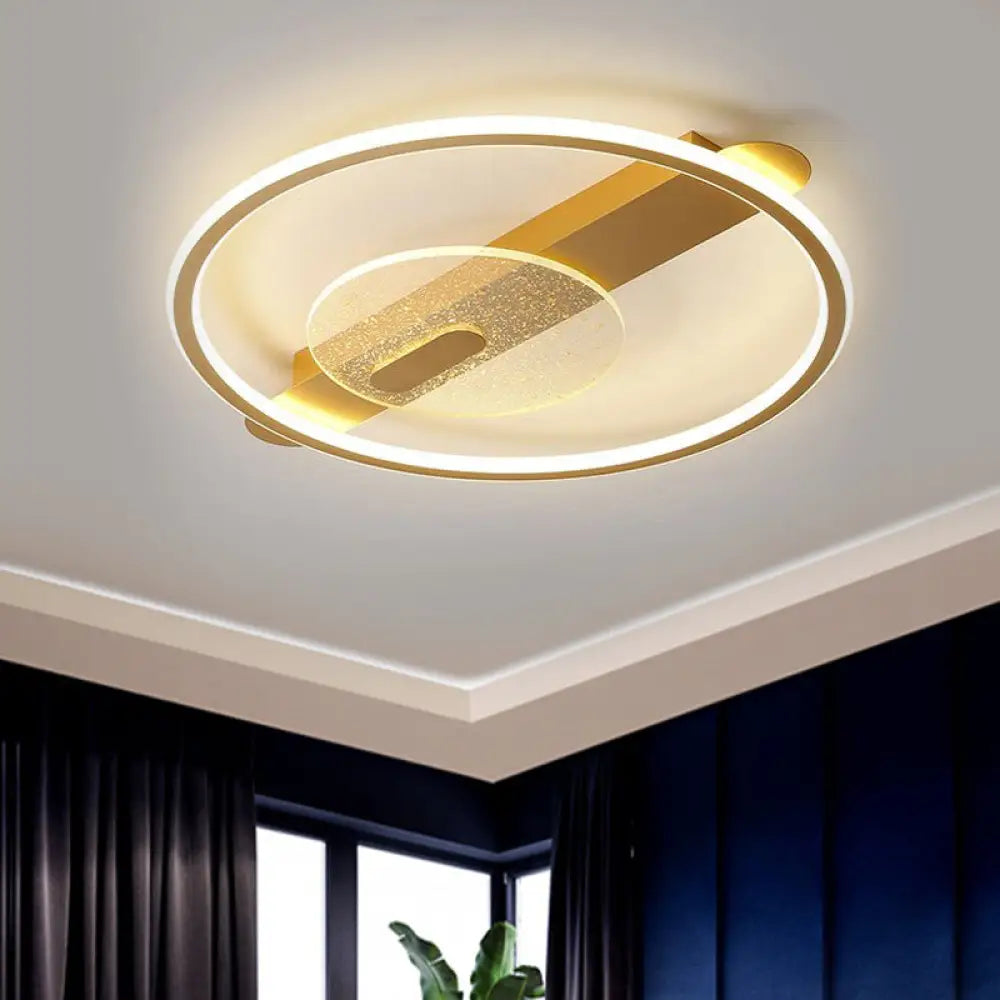 Black/Gold Led Semi - Flush Mount Acrylic Ceiling Lamp In Warm/White Light 16.5’/20.5’ Width