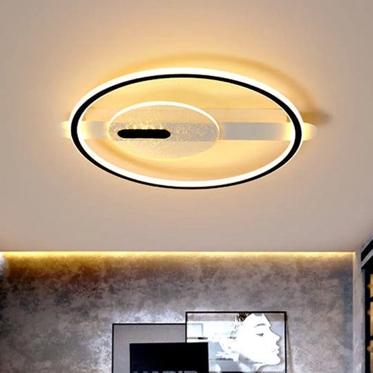 Black/Gold Led Semi - Flush Mount Acrylic Ceiling Lamp In Warm/White Light 16.5’/20.5’ Width