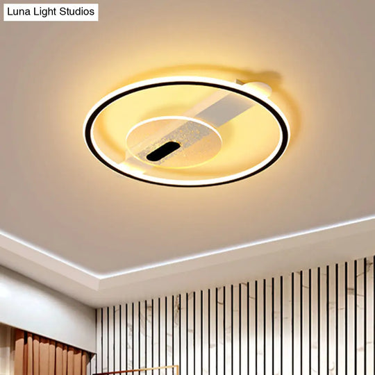 Black/Gold Led Semi-Flush Mount Acrylic Ceiling Lamp In Warm/White Light 16.5/20.5 Width