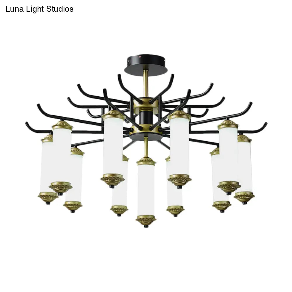 Black-Gold Metal Starburst Suspension Pendant Light: 9/11 Arm Rustic Style Chandelier