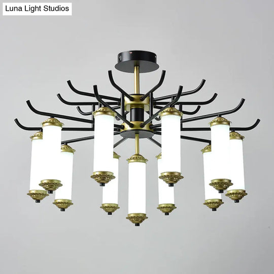 Black-Gold Metal Starburst Suspension Pendant Light: 9/11 Arm Rustic Style Chandelier