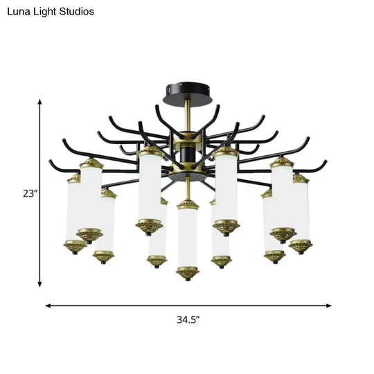 Black-Gold Metal Starburst Suspension Pendant Light: 9/11 Arm Rustic Style Chandelier