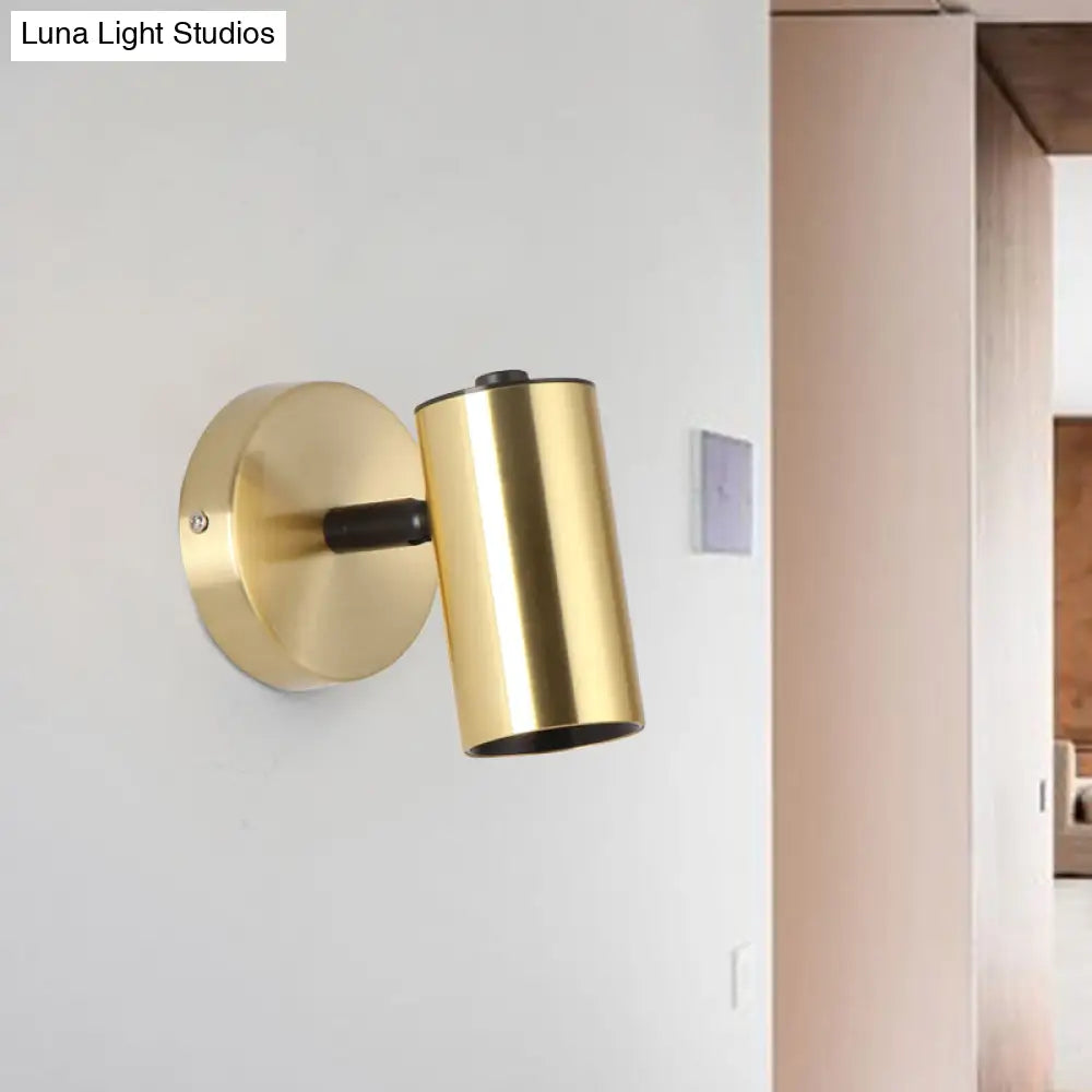 Black/Gold Metallic Tube Wall Sconce With Led Light For Bedside