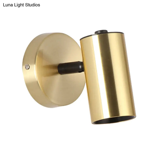 Black/Gold Metallic Tube Wall Sconce With Led Light For Bedside