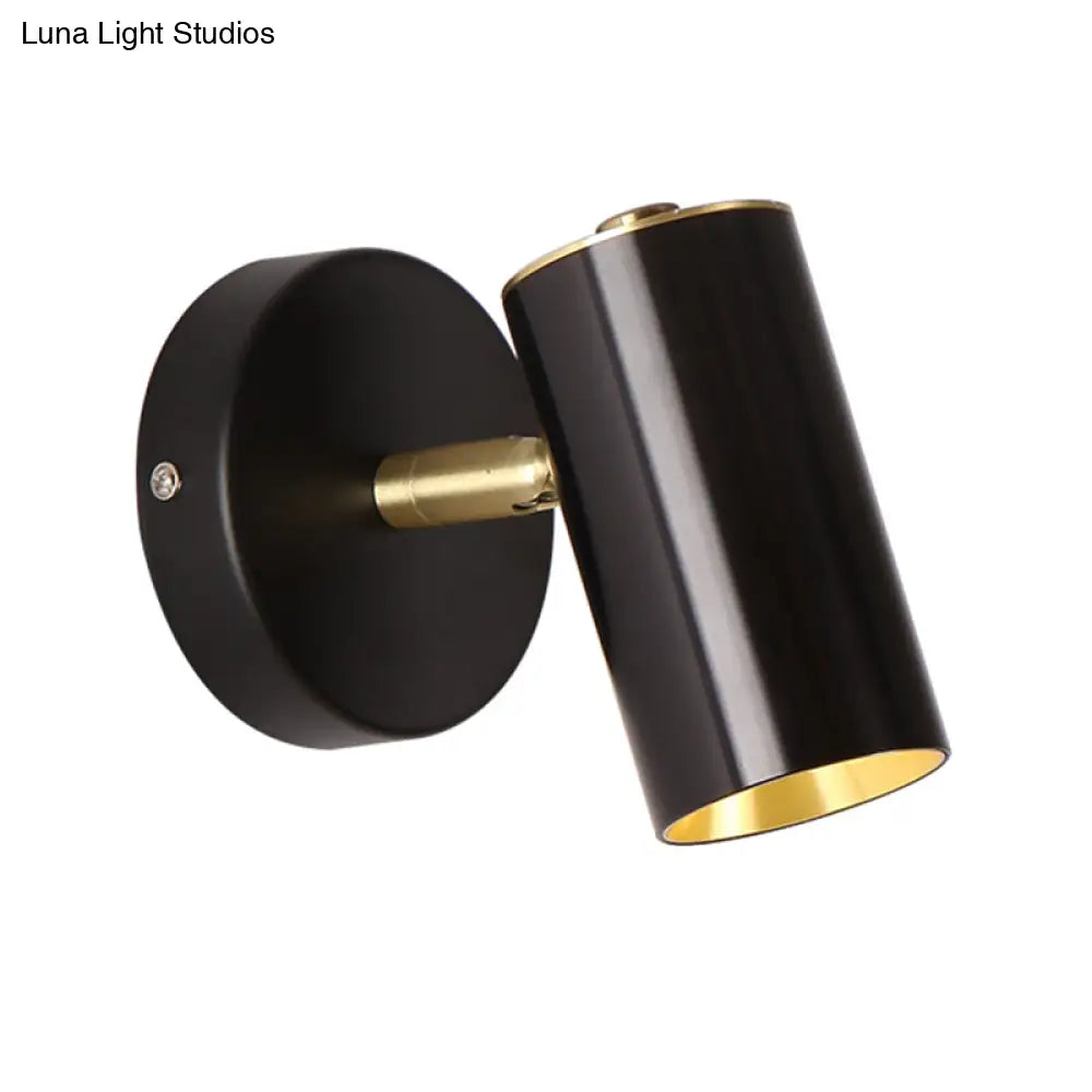 Black/Gold Metallic Tube Wall Sconce With Led Light For Bedside