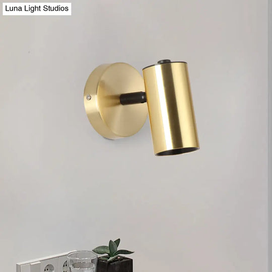 Black/Gold Metallic Tube Wall Sconce With Led Light For Bedside