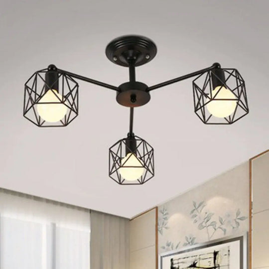 Black Hexagonal Cage Pendant Light For Clothes Shops 3 /