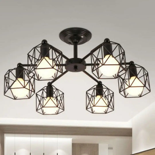 Black Hexagonal Cage Pendant Light For Clothes Shops 6 /