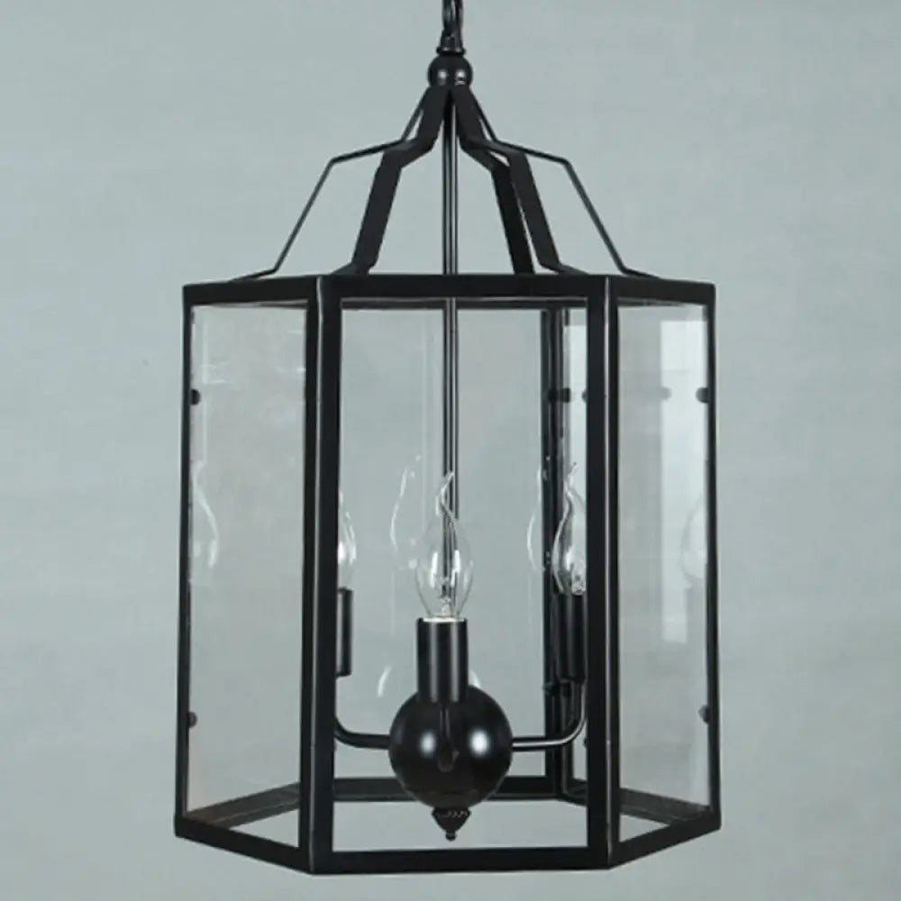 Black Industrial Candle Chandelier Ceiling Light Fixture