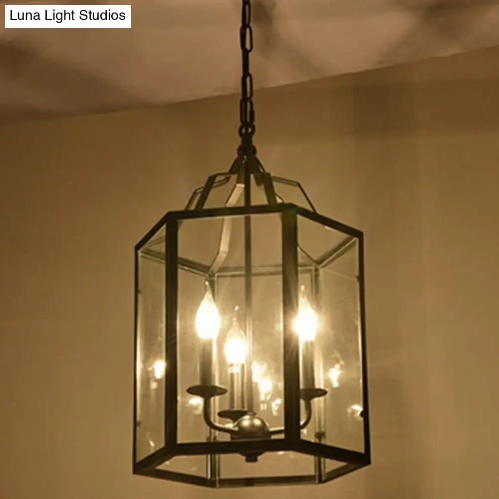 Black Industrial Candle Chandelier Ceiling Light Fixture