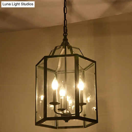 Black Industrial Candle Chandelier Ceiling Light Fixture