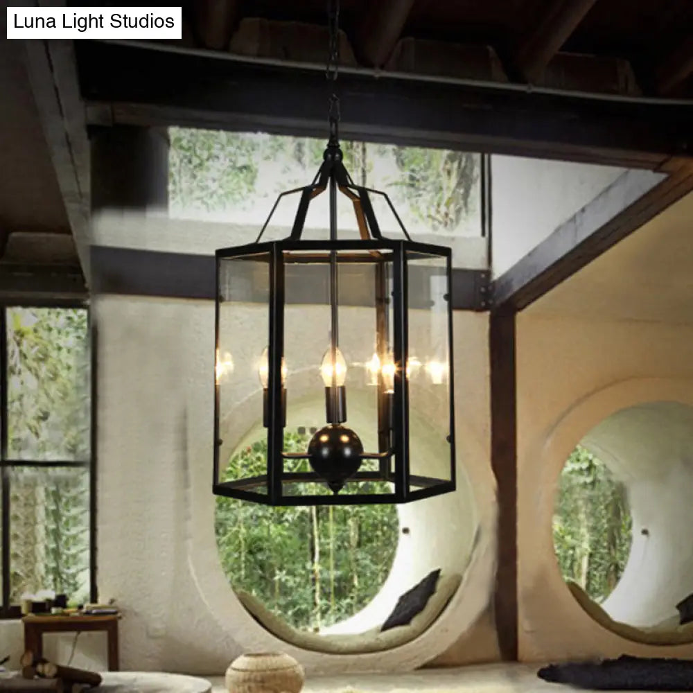 Black Industrial Candle Chandelier Ceiling Light Fixture