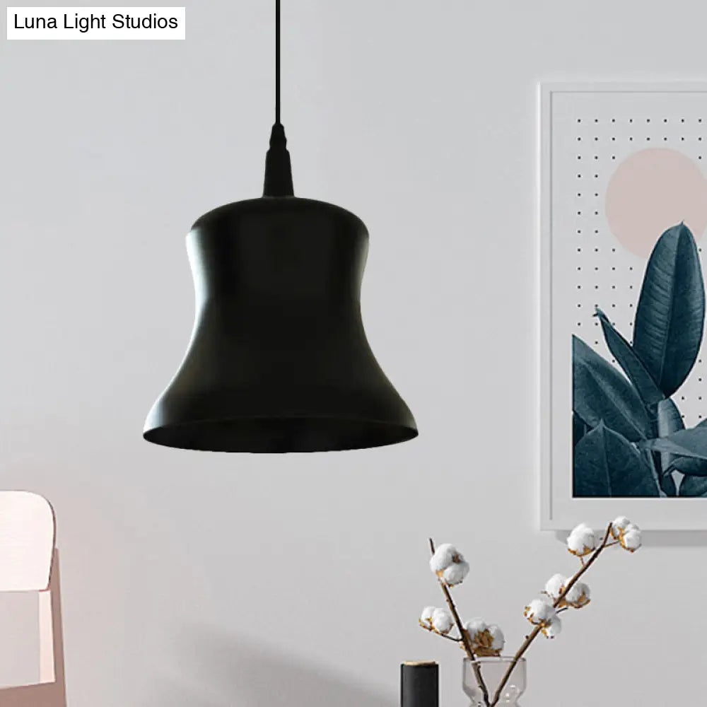 Black Industrial Pendant Light With Metallic Bell Shade - Stylish Dining Room Ceiling Fixture