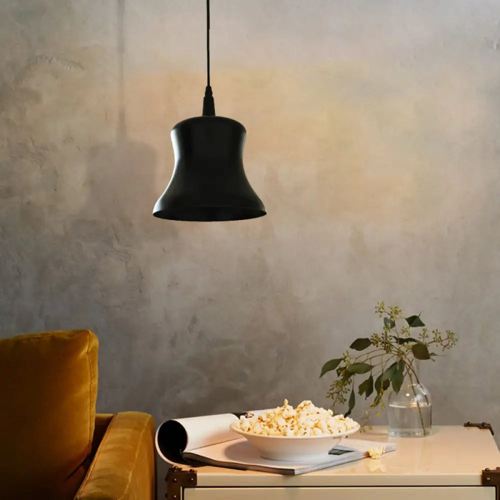 Black Industrial Pendant Light With Metallic Bell Shade - Stylish Dining Room Ceiling Fixture