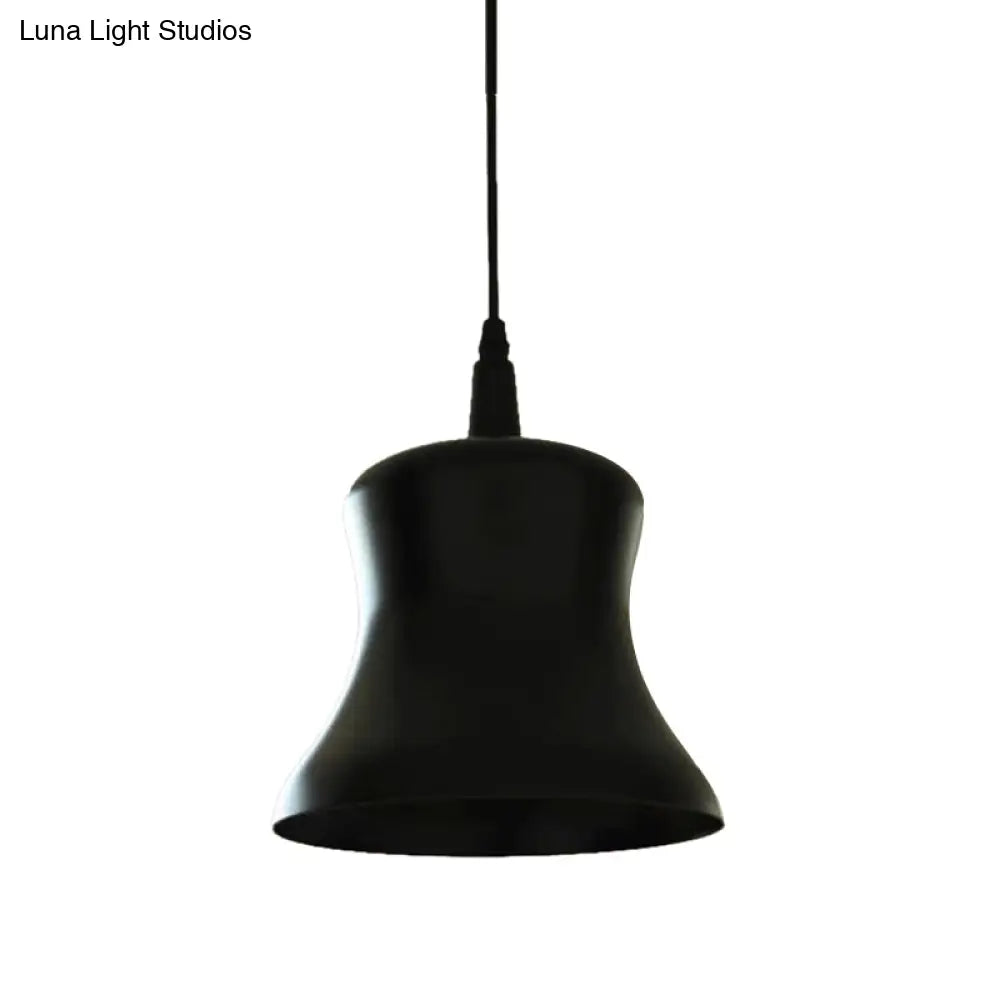 Black Industrial Pendant Light With Metallic Bell Shade - Stylish Dining Room Ceiling Fixture