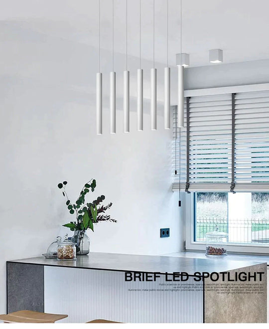 Black industrial Pendant Lights long tube Hanging Lamp for Living Room Home Light Fixtures Decor Luminaire kitchen lights