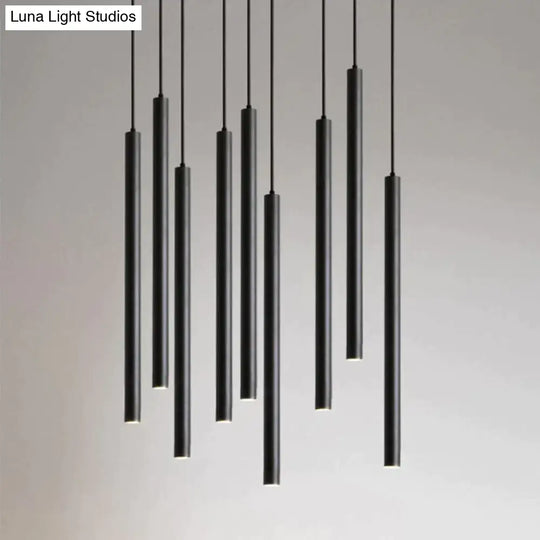 Black Industrial Pendant Lights Long Tube Hanging Lamp For Living Room Home Light Fixtures Decor