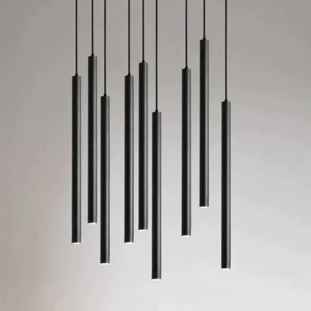 Black Industrial Pendant Lights Long Tube Hanging Lamp For Living Room Home Light Fixtures Decor