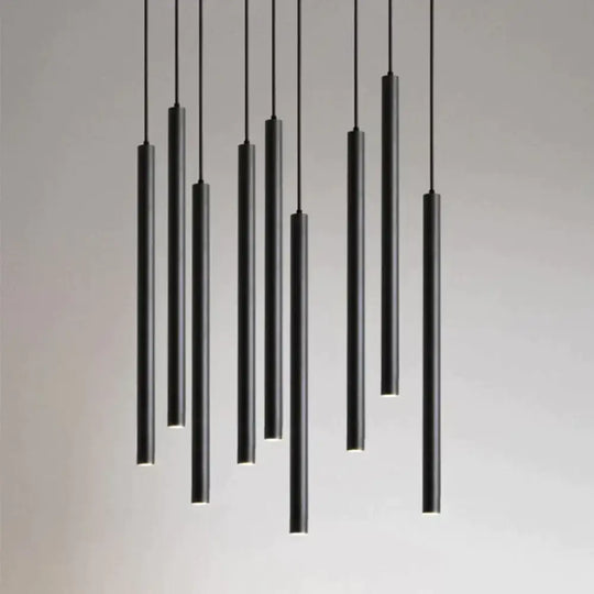 Black Industrial Pendant Lights Long Tube Hanging Lamp For Living Room Home Light Fixtures Decor